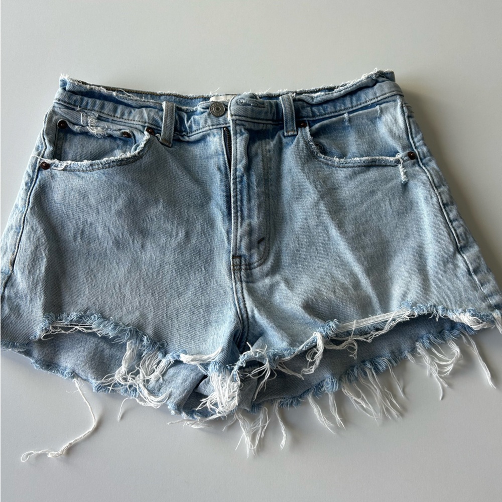 Abercrombie & Fitch Frayed Light Blue Jean Shorts